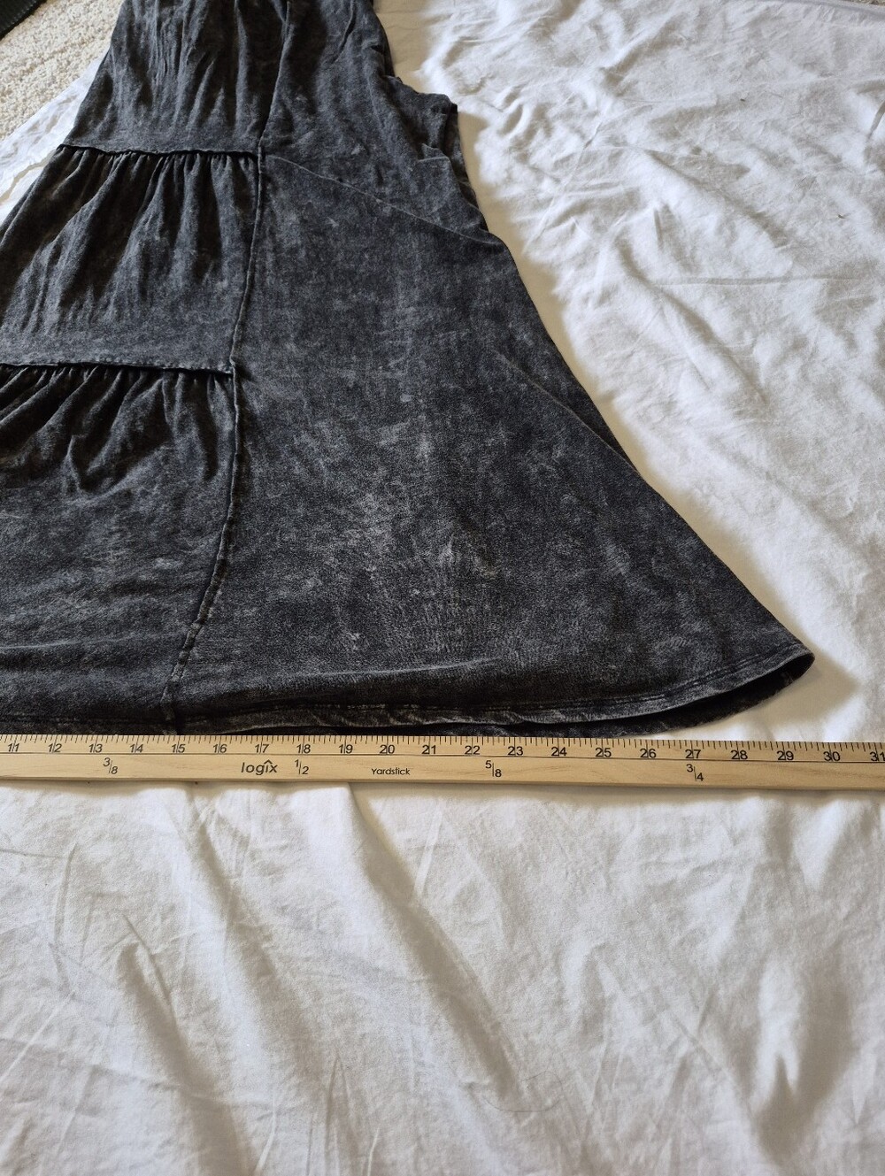 Oli & Hali Wide Leg High Waist Black Mineral Wash Tiered Pants M Boho Chic - Picture 12 of 13